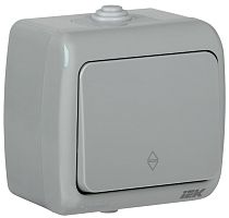 Переключатель накладной IEK Aquatic ВС-20-1-2-А 1-кл. проходной IP54 серый картинка